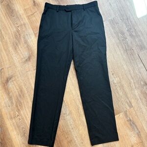 Stafford Men’s Dress Pants 32x32 Black Flat Front Classic Fit Coolmax